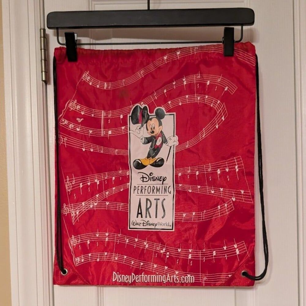 Vintage Disney Performing Arts It's A Small World Music Red Drawstring Bag